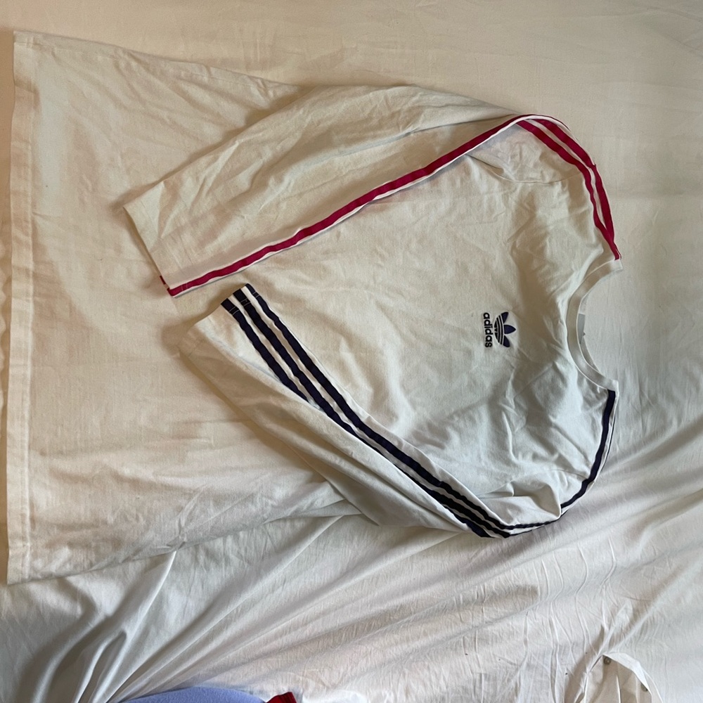 Adidas Purple/ Navy and Pink/Red Long sleeve Shirt, Size Large, Gently worn